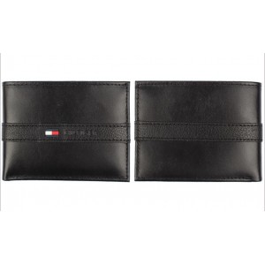 Tommy Hilfiger Men's Leather Ranger Passcase Billfold Wallet - Black